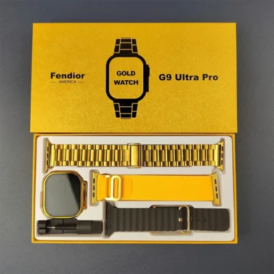 G9 Ultra Pro Smart Watch Fendior American Gold Edition With 3 Strap