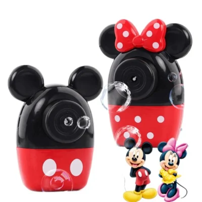 Disney Mickey Mouse Minnie Automatic Bubble Blowing Machine Lighting Music Kids Toy