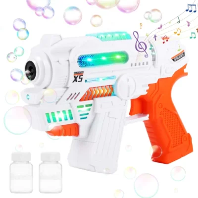 Magic Bubble Gun Machine Toy For Kids Light & Music With 2 Bottles Bubble Solution