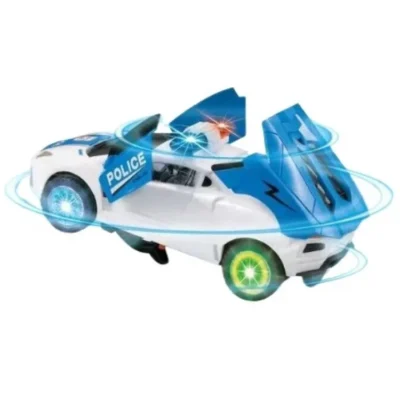 Universal Police Car Rotates 360°, Opens Door Automatically, Lights Music, Car Toy for Kids