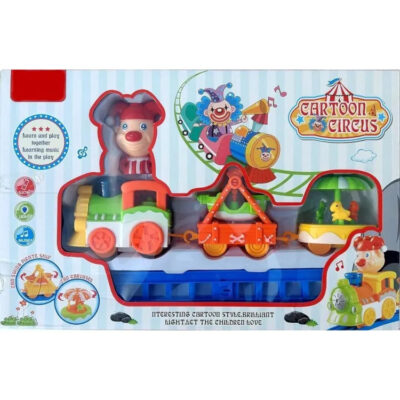 Cartoon Circus Train Toy Set for Kids with Track, Lights & Musical