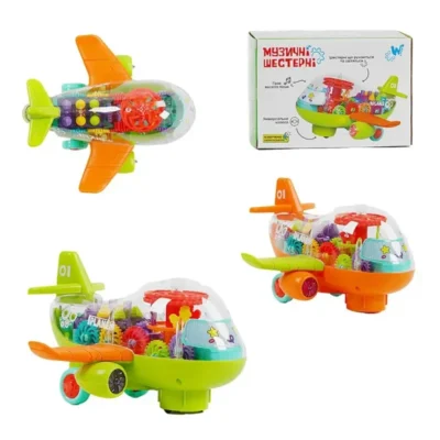 Transparent Airplane Gear Toys Musical Sound Toy With Lights Bump And Go Toys For Kids