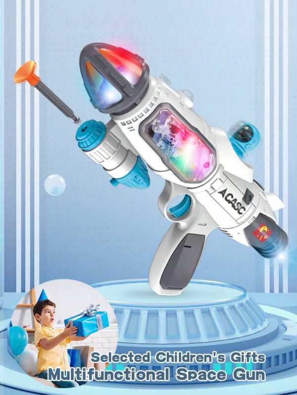 Kids Multifunctional Smoke Music Light Space Soft Bullet Sucker Toy Gun, Pull The Trigger Out Of Smoke, Boy Girl Birthday Gift