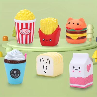 6pcs ice cream popcorn hamburger bread funny ball novelty small toy gift squeeze toy for kids