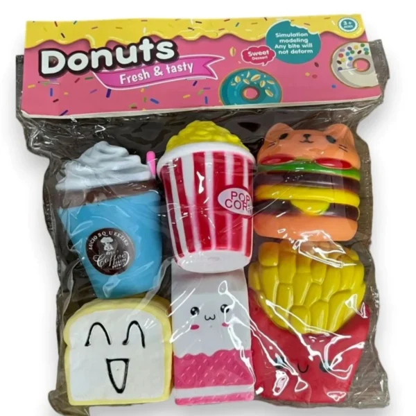 6pcs ice cream popcorn hamburger bread funny ball novelty small toy gift squeeze toy for kids - Image 2