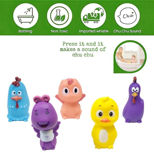 Colorful Rubber Floating Baby Toy Set for Kids Bath Aquatic Cartoon Theme Chu Chu Toys for Newborn Babies, Kids - Image 3
