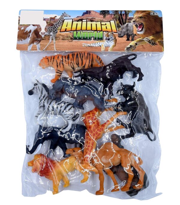 Mix Pack of Zoo Wild Jungle realistic Animals Toys Figure Playing Set for Kids - 12 Pcs,7-9 cm