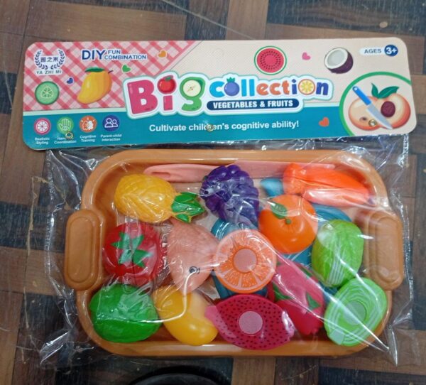Cutting Fruit Vegetable Food Pretend Play Toys For Children Educational Gift Pretend Play Set Plastic Food Toy With Tray