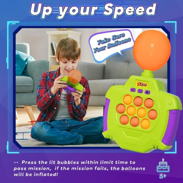 Quick Push Game Toy for Children, Balloon Inflate Handheld Fash Push Bubble Game with 200 Game Levels, Relaxing Stress Bubble Sensory Pop Fidget Game Toy for Boys Girls Teenagers - Image 2