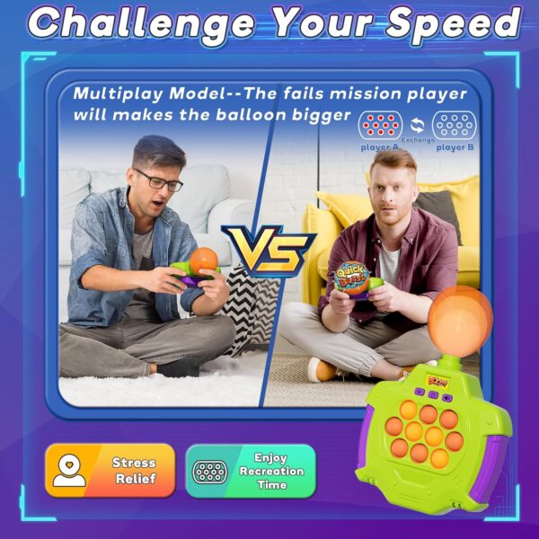 Quick Push Game Toy for Children, Balloon Inflate Handheld Fash Push Bubble Game with 200 Game Levels, Relaxing Stress Bubble Sensory Pop Fidget Game Toy for Boys Girls Teenagers - Image 5
